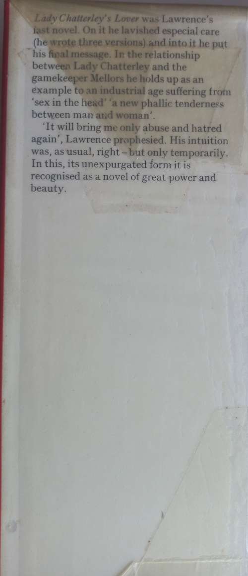 Lady Chatterley`s lover by DH Lawrence