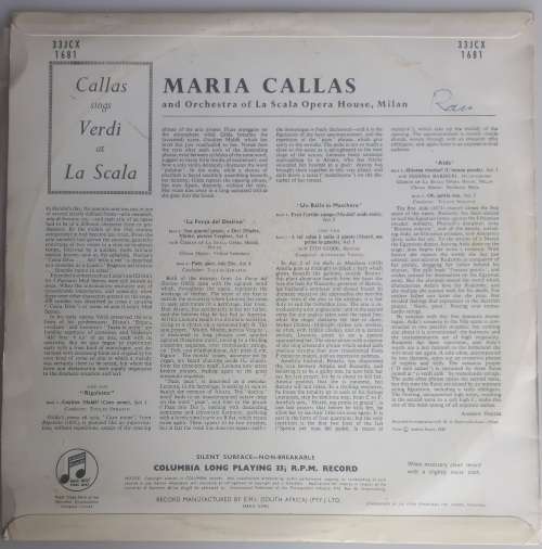 Callas sings Verdi at La Scala LP