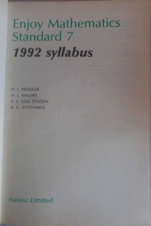 Enjoy mathematics standard 7 1992 syllabus