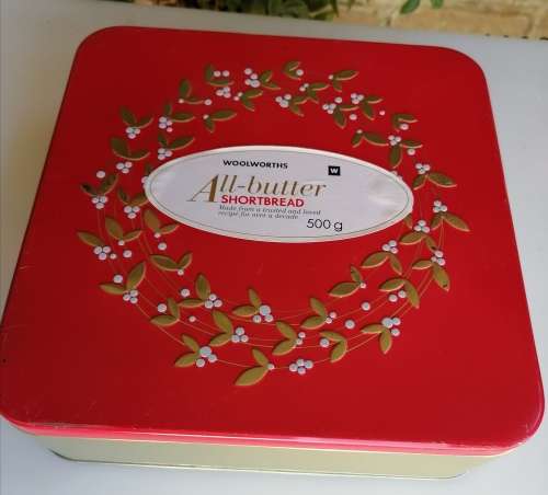 Woolworths all-butter shortbread tin