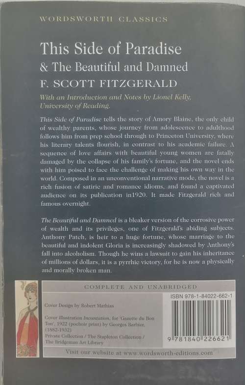 This side of paradise and The beautiful and damned by F Scott Fitzgerald