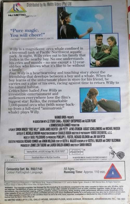Free Willy VHS