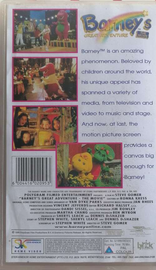 Barney`s great adventure VHS