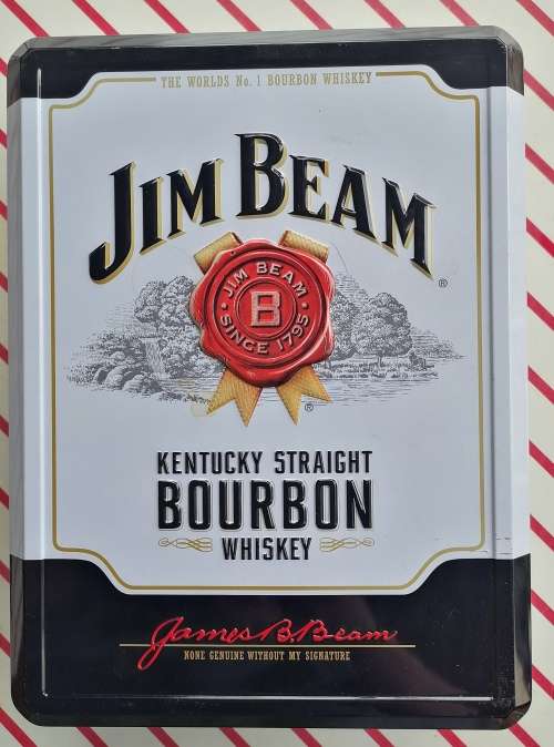Jim Bean whiskey tin