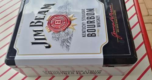 Jim Bean whiskey tin