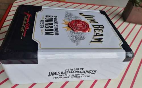 Jim Bean whiskey tin
