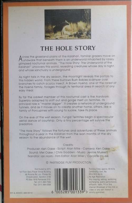 The hole story - The adventures of animals who lives in holes under the Kalahari VHS