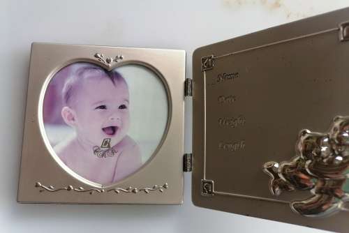 Silver 2 part baby photo frame