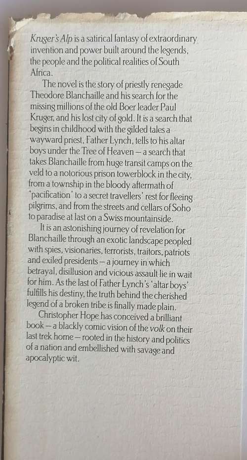 Kruger`s ALP by Christopher Hope