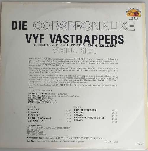 Die oorspronklike vyf vastrappers volume 1 lp