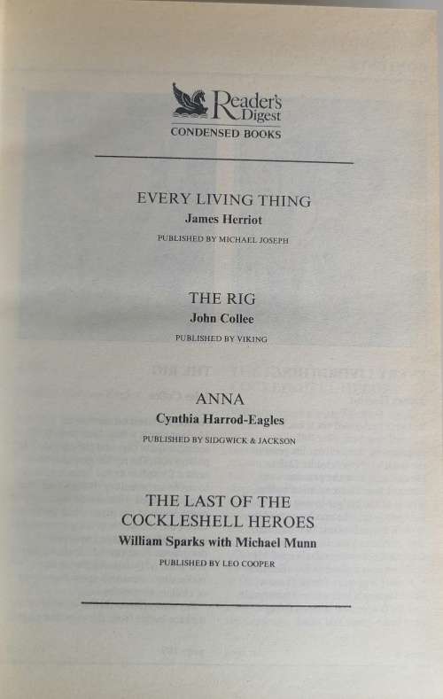 Reader`s digest condensed book: Every living thing, The rig, Anna,