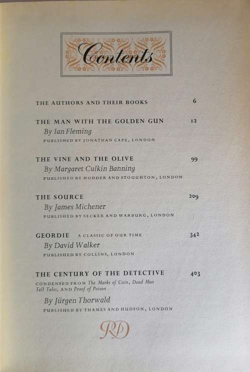 Reader`s digest condensed book: The man with the golden gun, The vine and the olive, The source