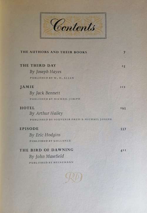 Reader`s digest condensed book: The Third day, Jamie, Hotel, Episode, The bird of dawning