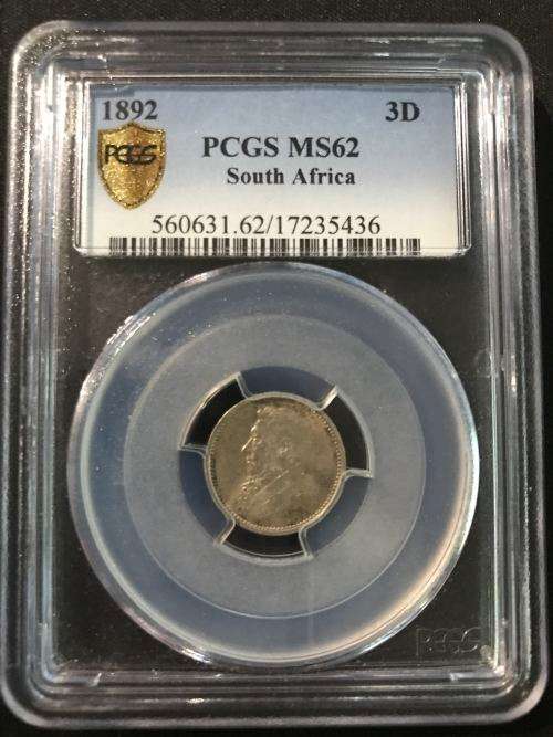 1892 | Threepence | 3D | PCGS MS 62
