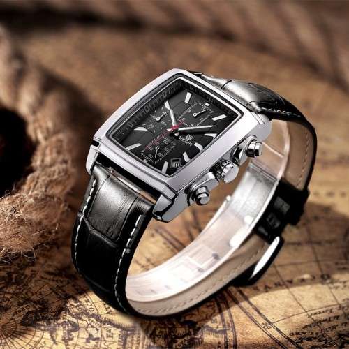 Luxury MEGIR Men Military Sport Luminous Wristwatch Chronograph Leather Quartz Watch