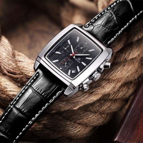 Luxury MEGIR Men Military Sport Luminous Wristwatch Chronograph Leather Quartz Watch