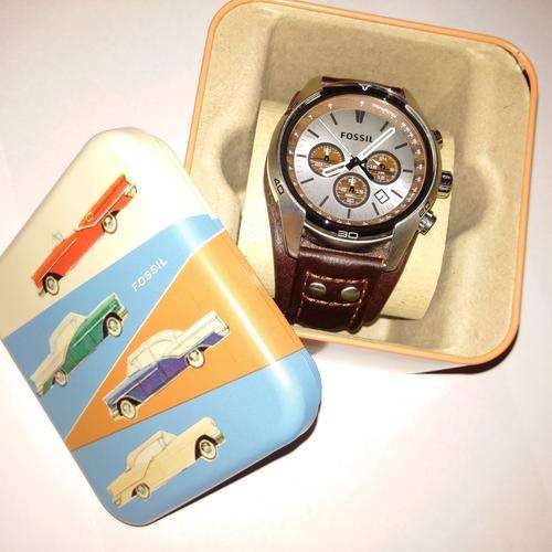 FOSSIL MENS CH2565 CHRONOGRAPH WATCH - FOSSIL TIN + MANUAL/WARRANTY