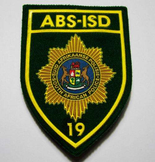 SAP~POLICE~UNIT 19 - NATIONAL ABS-ISD (Pretoria) - SHOULDER FLASH - 3 pins intact - RARE ITEM