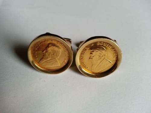 Set of 2 Gold 1/10 Kruger rand cufflinks