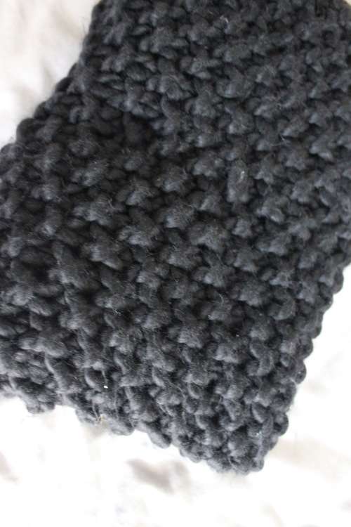 Large Black Soft Woolen Infinite Scarf