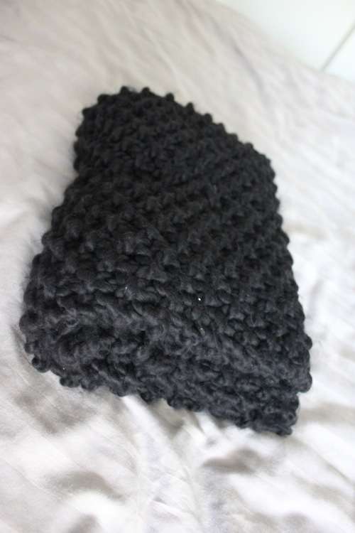 Large Black Soft Woolen Infinite Scarf