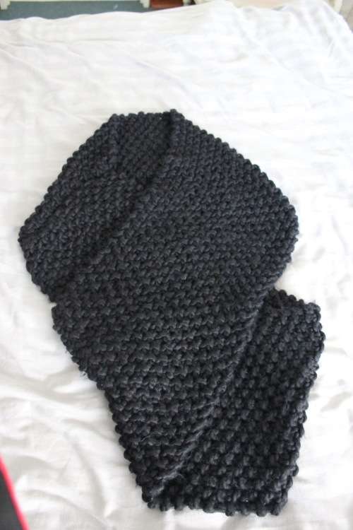 Large Black Soft Woolen Infinite Scarf