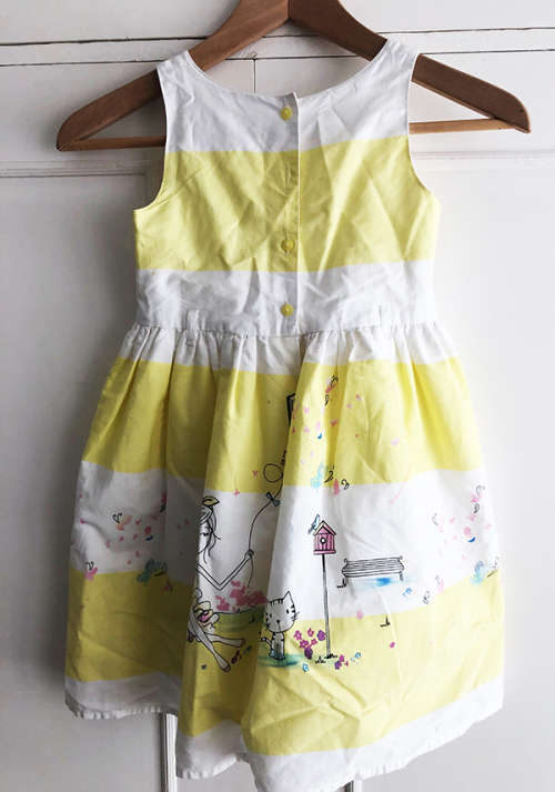 Girls Yellow & White Dress, Size 6-7