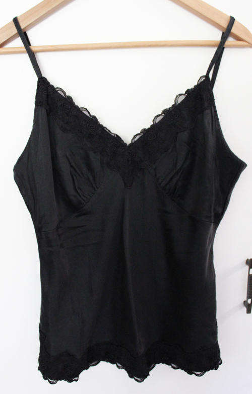 Black Genuine Silk Camisole. Size 14