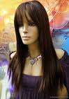 Long dark brown hair wig