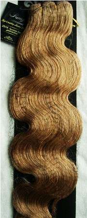 8 pieces clip in wavy human extensions hair in blonde, 50cm