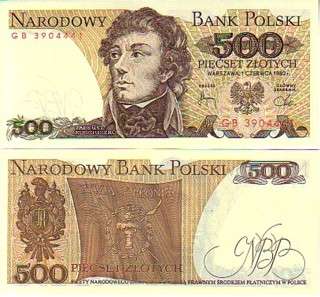 POLAND 500 ZLOTY 1982,UNCIRCULATED,p.145