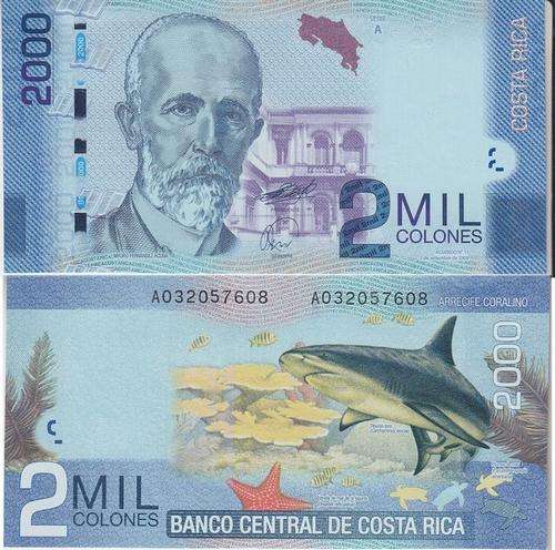 COSTA RICA 2000 Colones 2009 (2011) UNC P-NEW Shark