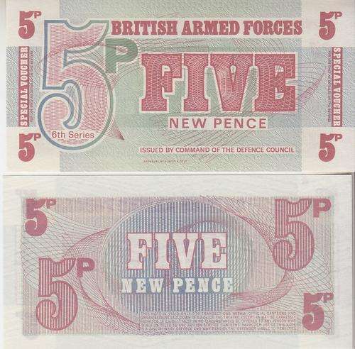 BRITISH ARMED FORCES 5 PENCE P M47 UNC