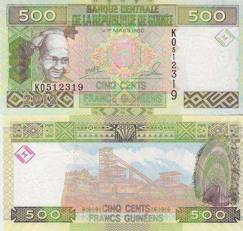GUINEA 500 FRANCS 2012 P 39 NEW UNC
