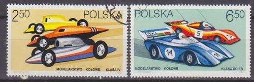 2 BEAUTIFUL THEMATIC STAMPS - RACING CARS - POLAND