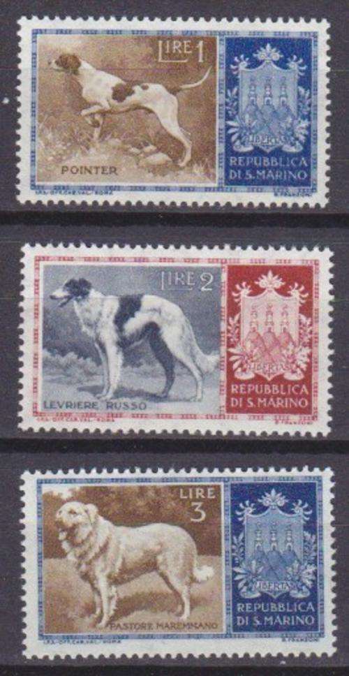 3 BEAUTIFUL THEMATIC STAMPS - DOGS - SAN MARINO - MNH