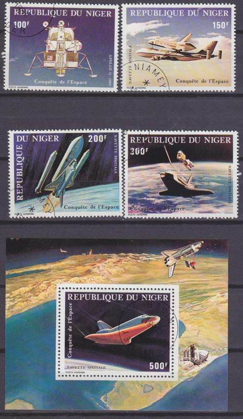 4 BEAUTIFUL THEMATIC STAMPS & MINI SHEET - CONQUERING SPACE - NIGER