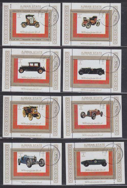 8  BEAUTIFUL THEMATIC MINI SHEETS - VINTAGE CARS - AJMAN