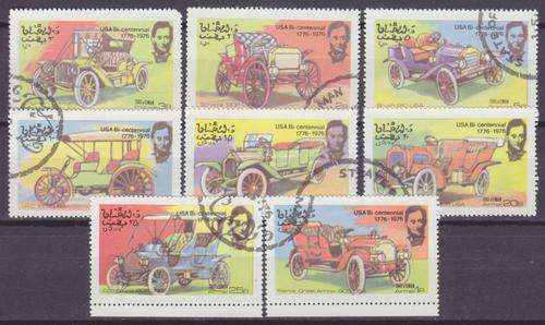 8 BEAUTIFUL THEMATIC STAMPS -  VINTAGE CARS - STATE OF OMAN