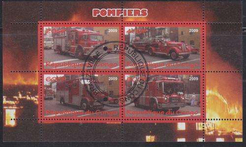 BEAUTIFUL THEMATIC MINIATURE SHEET -  FIRE ENGINES - CONGO