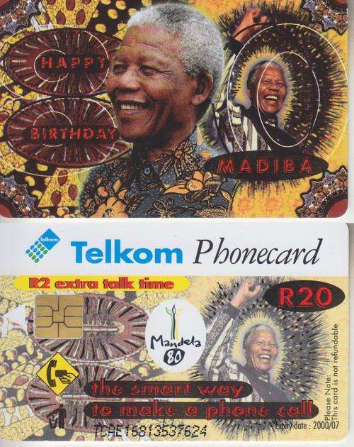SOUTH AFRICA - NELSON MANDELA'S 80 TH BIRTHDAY PHONECARD - USED
