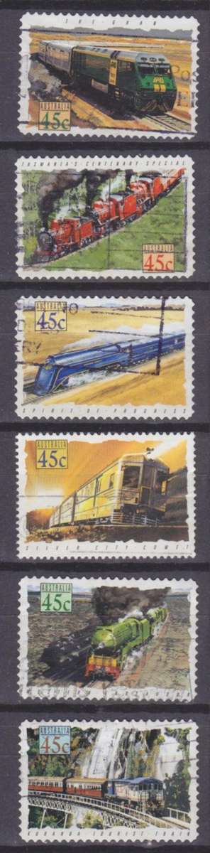 6 BEAUTIFUL THEMATIC STAMPS - TRAINS - AUSTRALIA