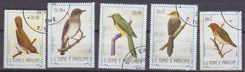 5 BEAUTIFUL THEMATIC STAMPS - BIRDS - ST.THOMAS & PRINCE ISLANDS