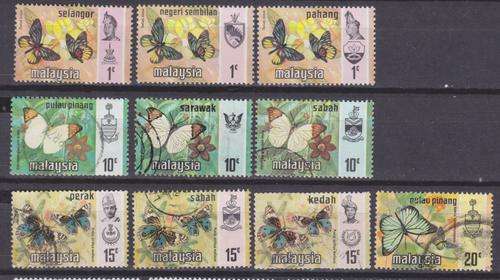 10 BEAUTIFUL THEMATIC STAMPS - BUTTERFLIES - MALAYSIA