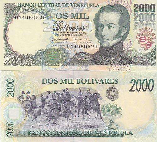 VENEZUELA 2000 BOLIVARES 1998 P77c  UNC