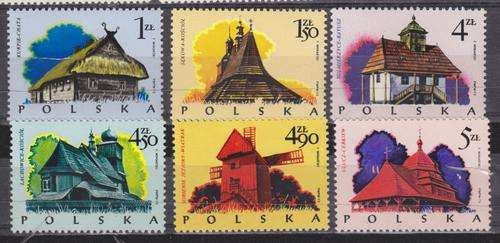 POLAND 1974 SET OF 6 STAMPS - POLISH COTTAGES  - SCOTT.CAT.#2023-2028 - MNH