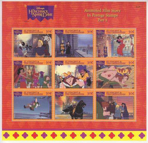 DISNEY MINIATURE SHEET OF 9 STAMPS - HUNCHBACK OF NOTRE DAME - ST.VINCENT & THE GRENADINES - MNH