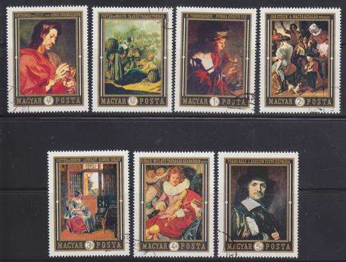 BEAUTIFUL! HUNGARY 1969-70 COMPLETE SET OF7 - PAINTINGS - SCOTT.CAT.#2008-2014