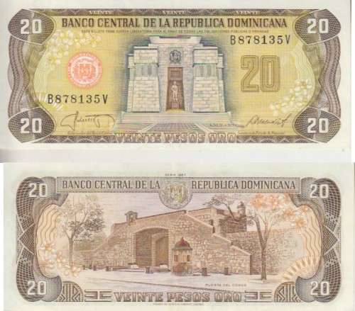 DOMINICAN REPUBLIC 20 PESOS P154 VF