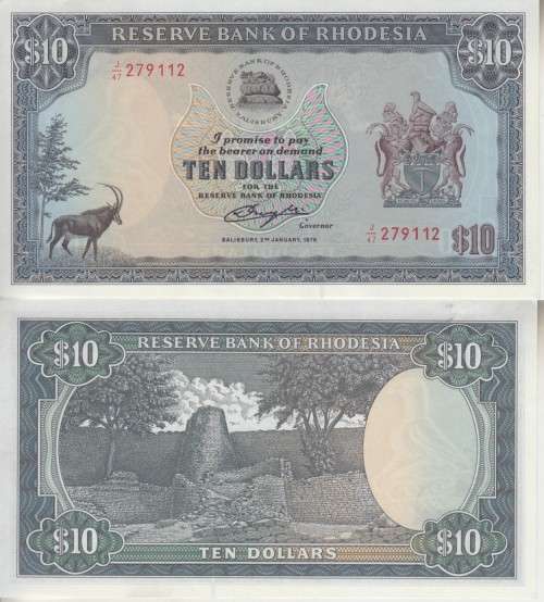 RHODESIA - TEN DOLLARS - 2 JANUARY 1979 - P33 - AU-UNC